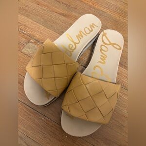 Sam Edelman Woven Tan Slide Sandals